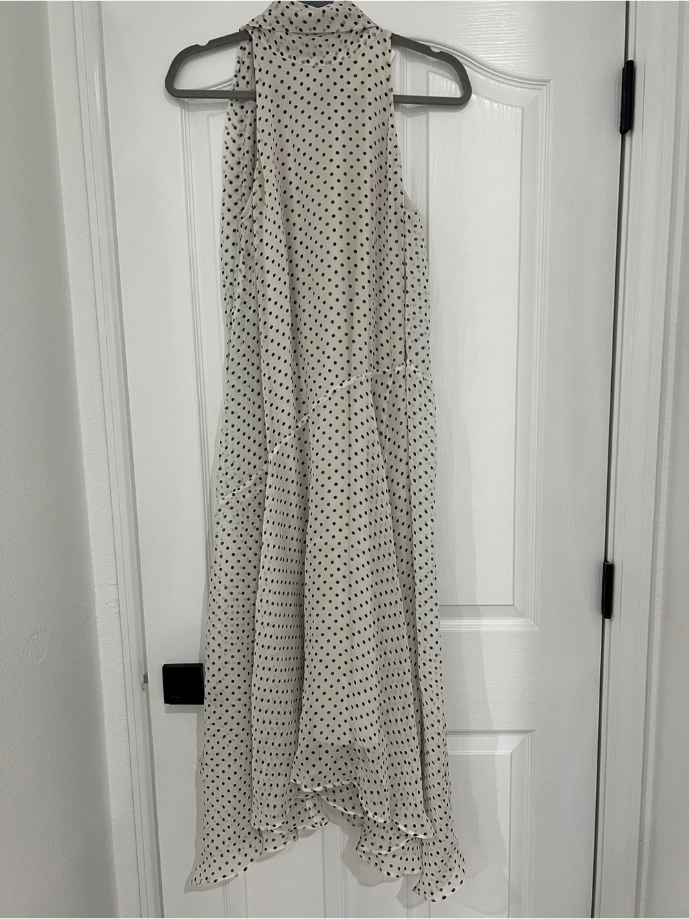 NWOT Zara Cream Polka-Dot High Neck Midi Dress - Picture 3 of 4